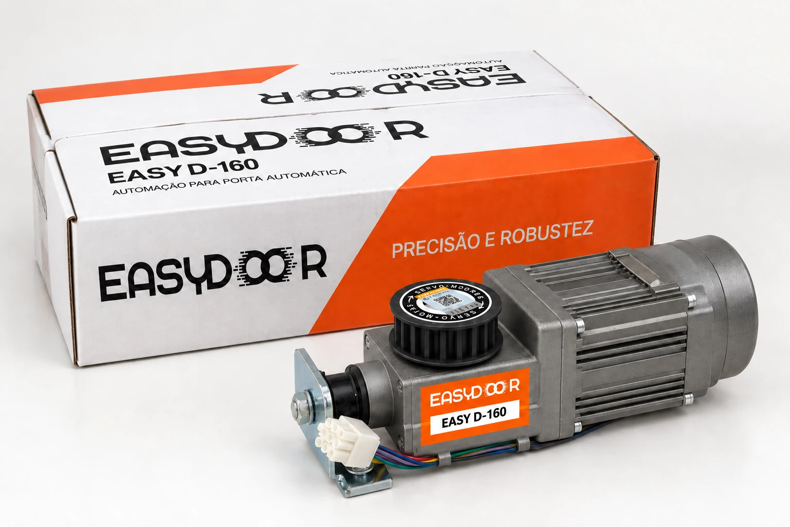 Conceito ilustrativo do motor D160 junto à embalagem EasyDoor